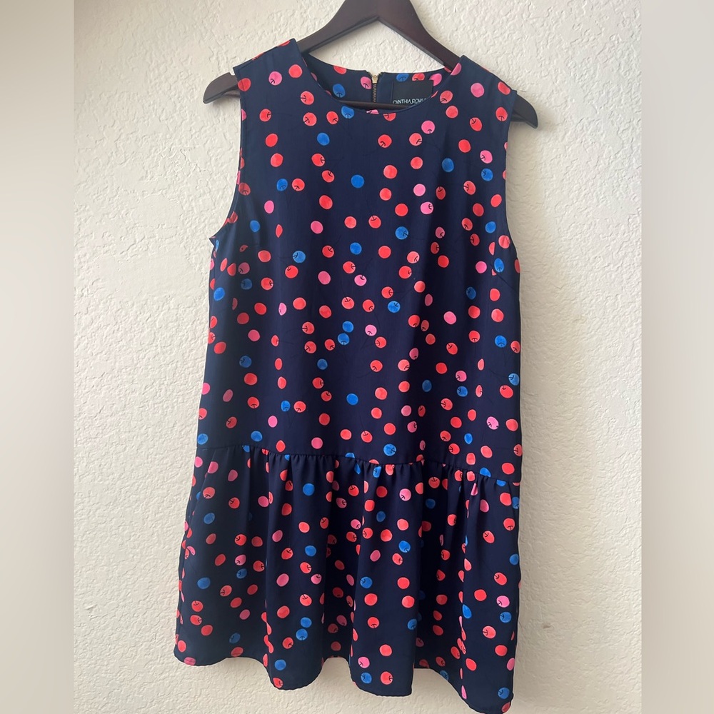 Cynthia Rowley mini dress navy blue cherry print